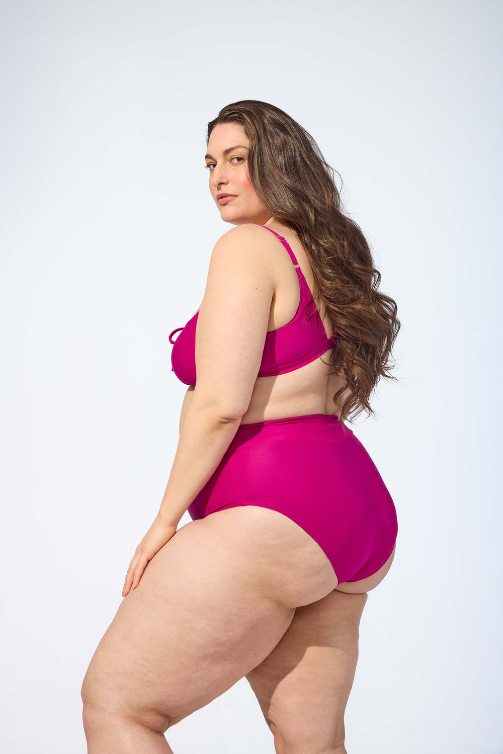 ANALIE – High waist bikini bottom in Fuchsia pink