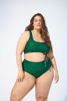 ANALIE – Bas de maillot de bain taille haute en vert forêt