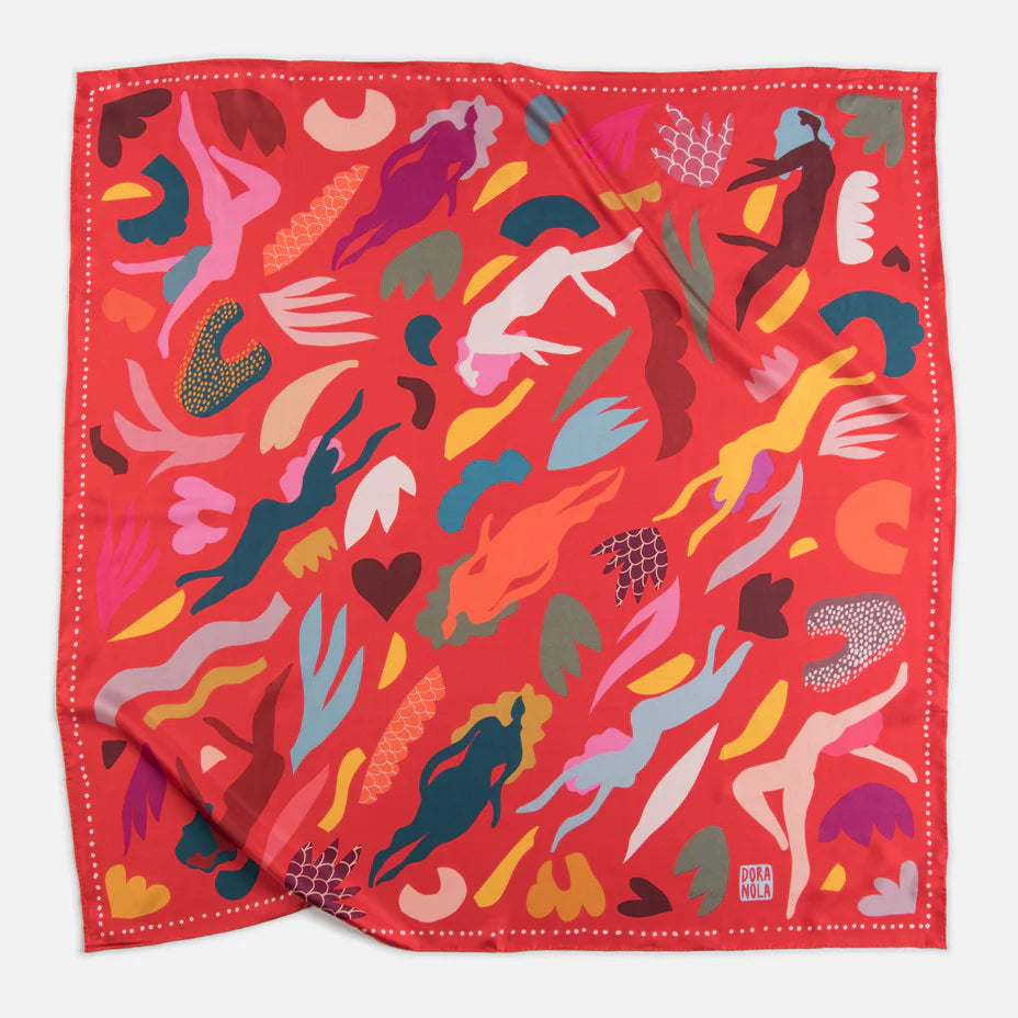 DORA NOLA - Écharpe de soie - Rivière d'amour - 36" x 36"