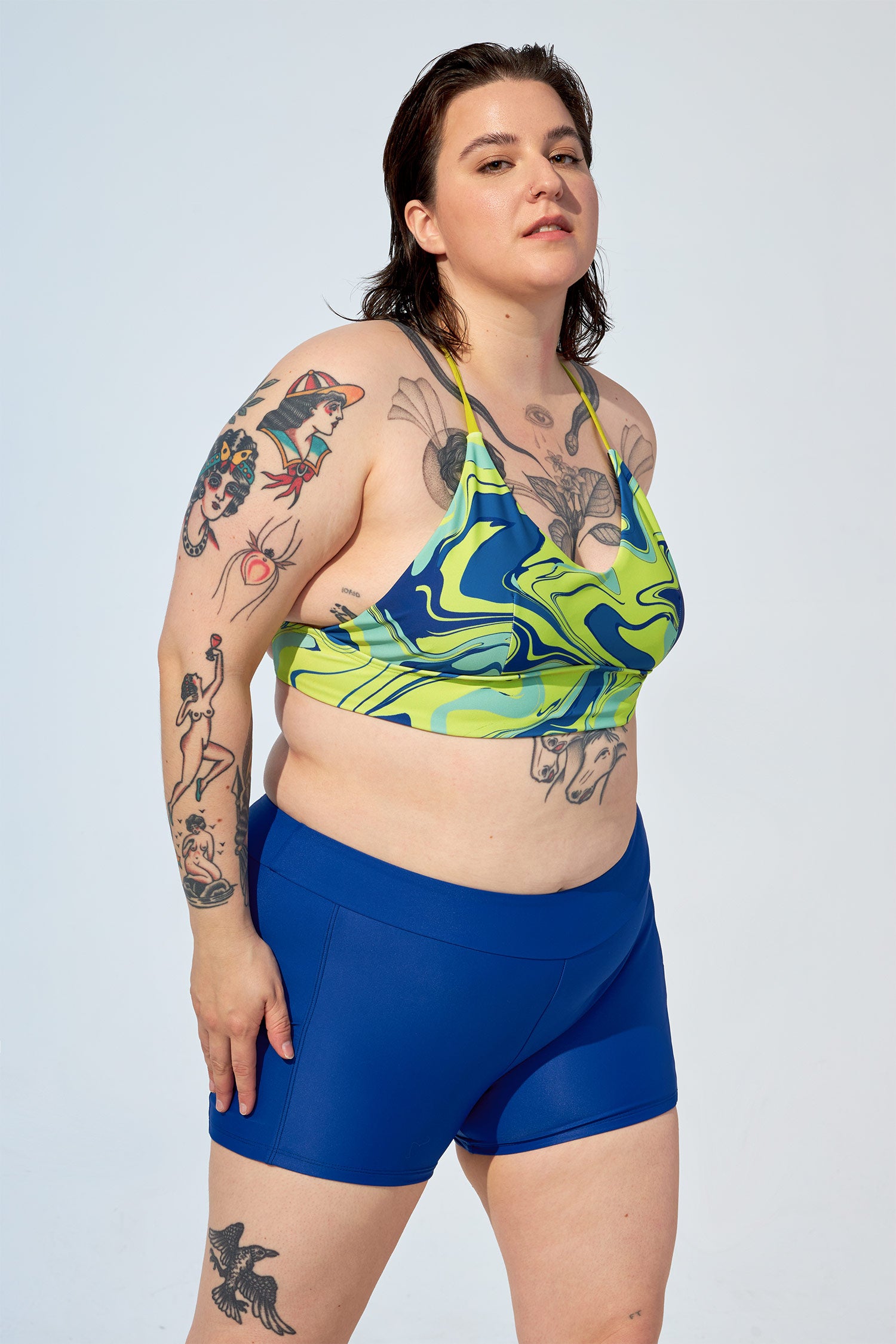 KAMALA - Bikini top in Green marble swirls print – Selfish swimwear