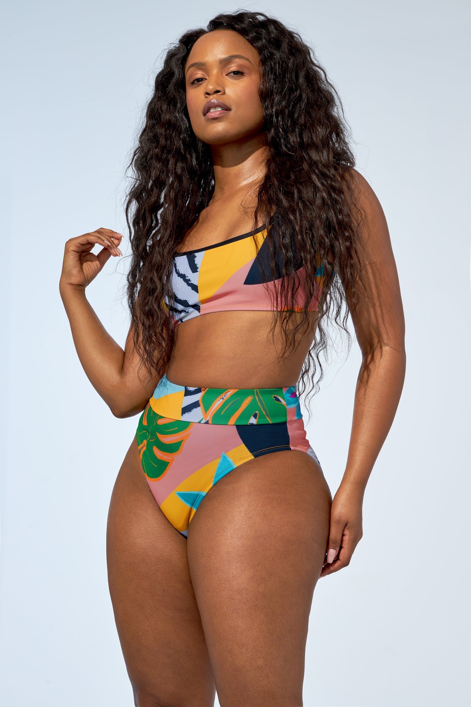 ANALIE, High cut bikini bottom in tropical print