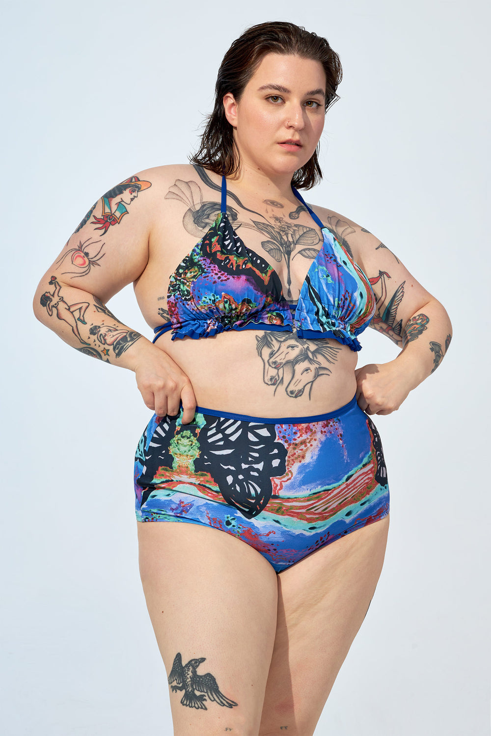 ROXY REVERSIBLE – Bikini top in Navy blue and Oscar print