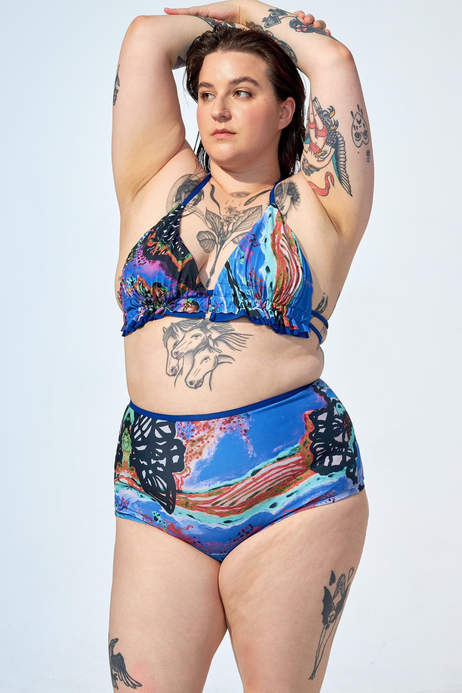 FLORA – High waist bikini bottom in Oscar print – Selfish swimwear