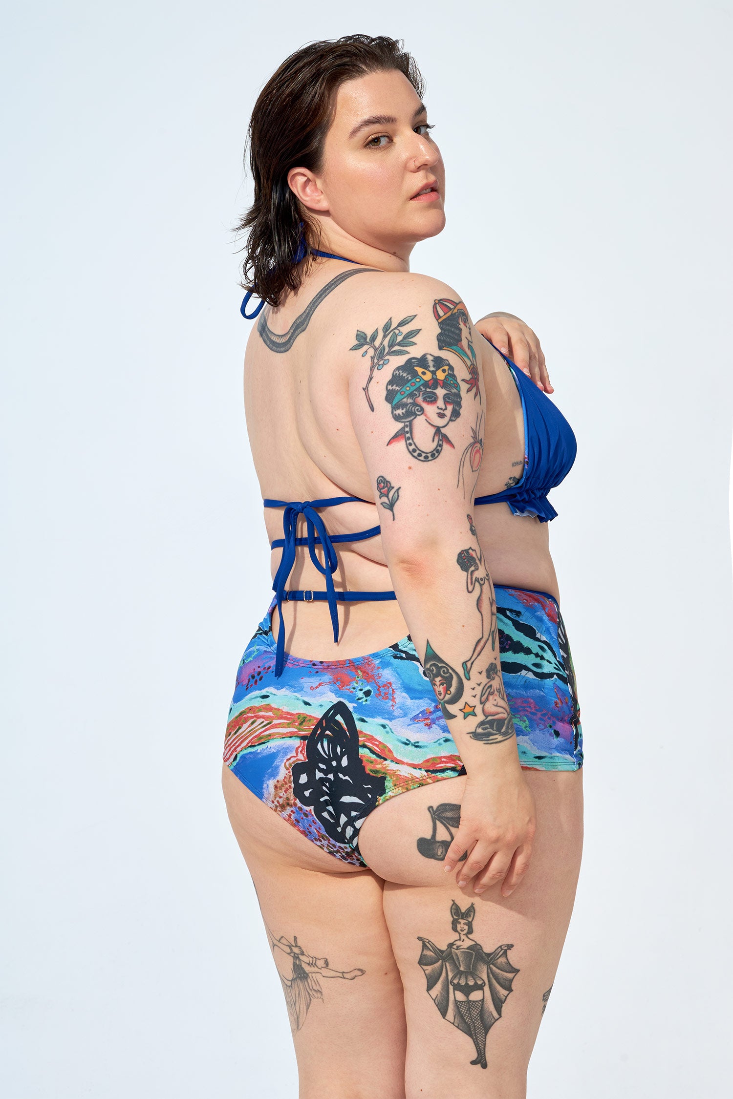 FLORA - Bas de maillot de bain taille haute en Imprimé Oscar