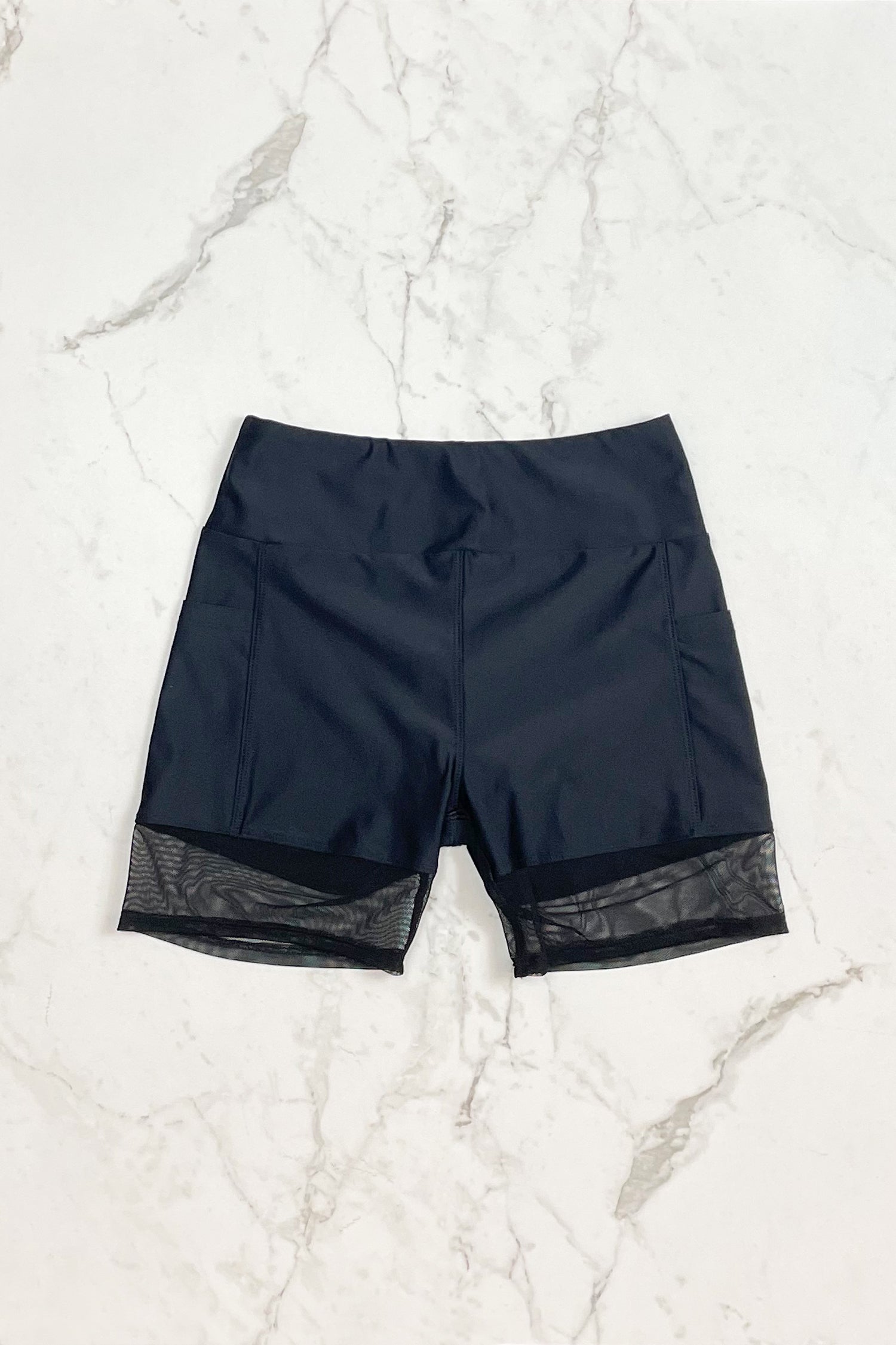 Short shorts – Black and mesh – Selfish swimwear