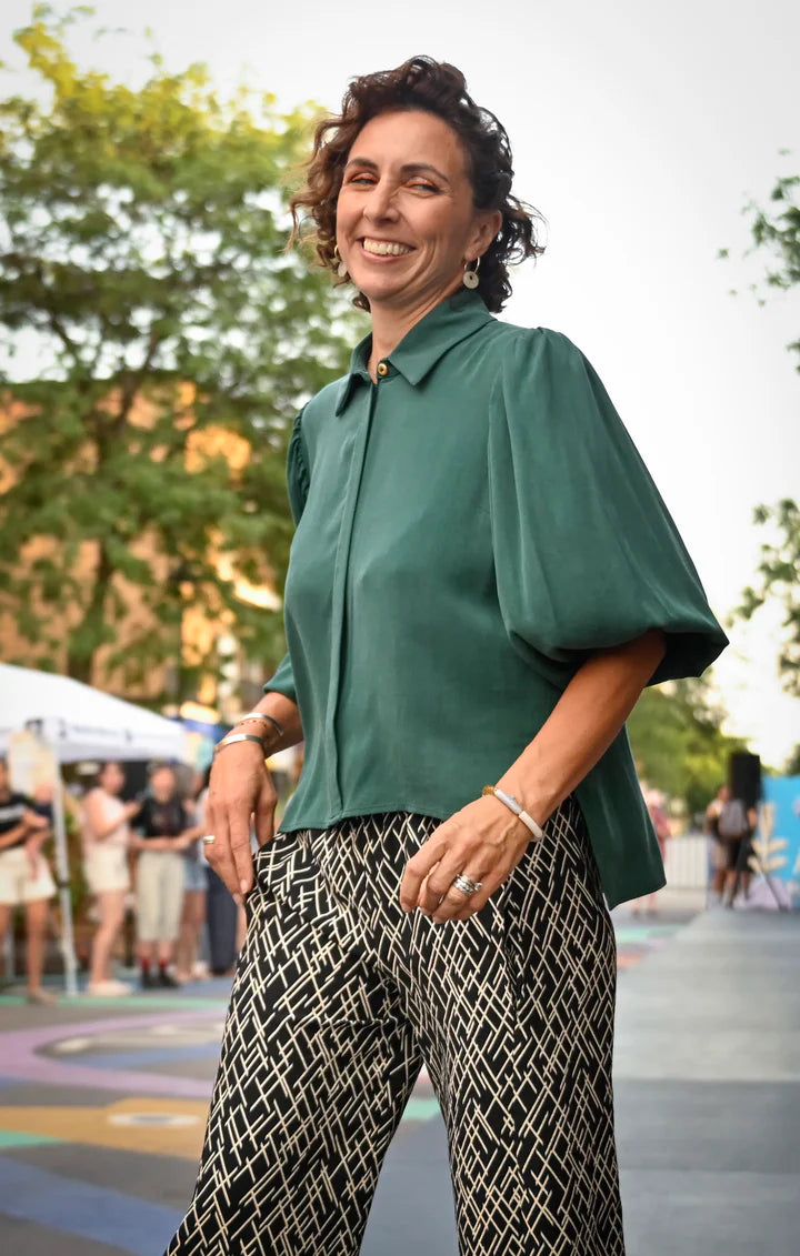 MARIGOLD - Baptiste puff sleeve shirt green