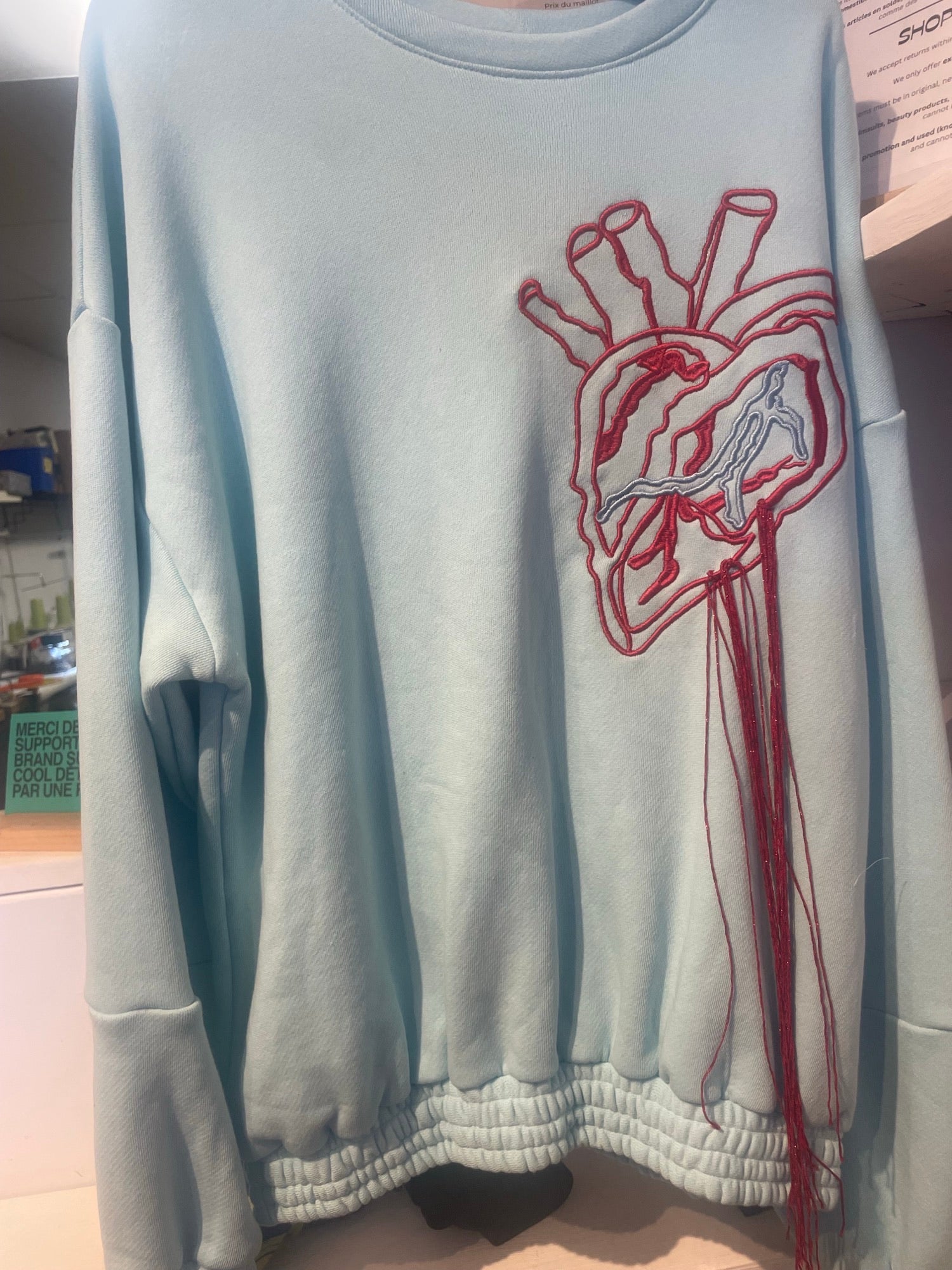 Oversized Heart embroidered Crewneck - Oscar Mendoza