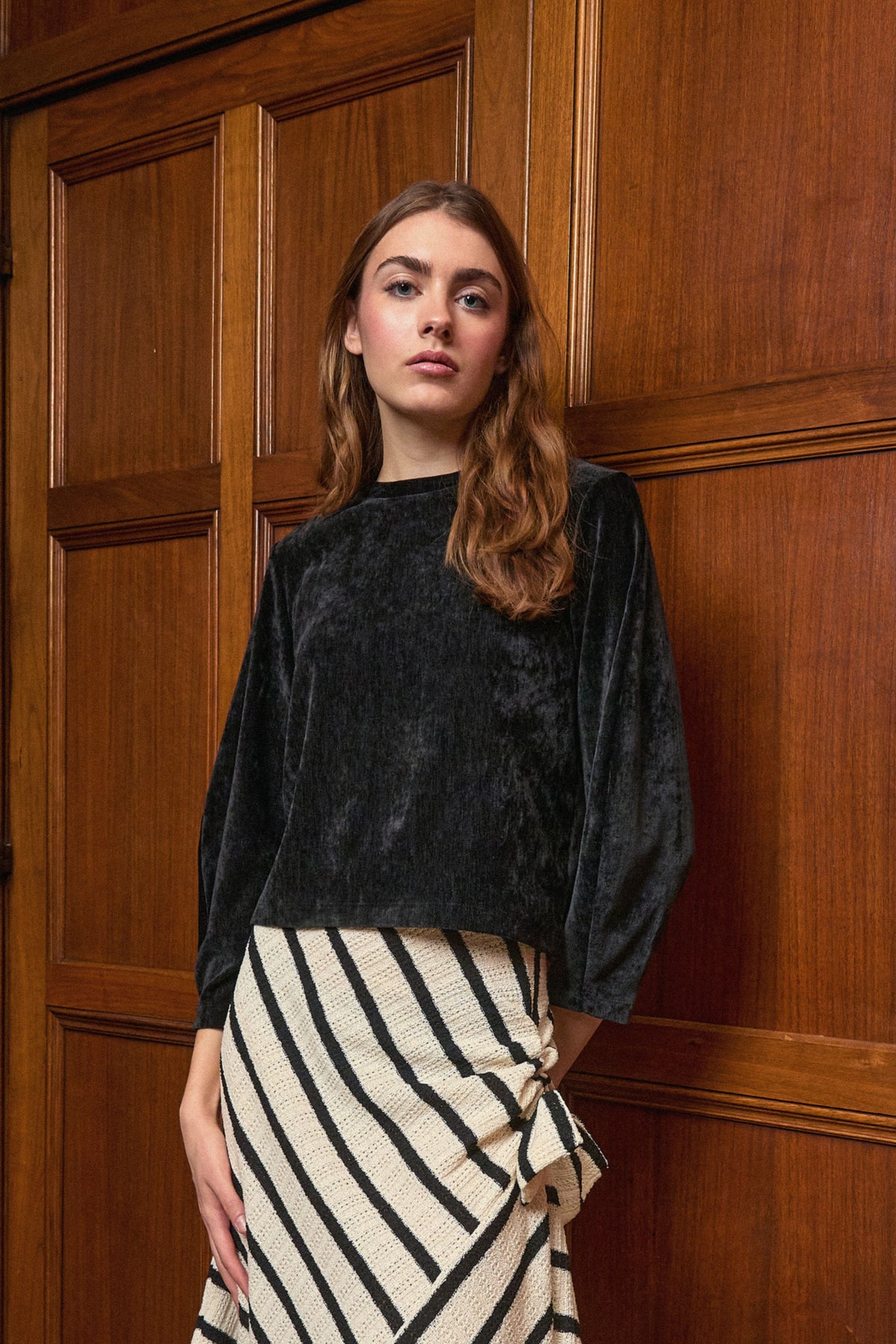 MARIGOLD - Dido Chenille knit top with barrel sleeves