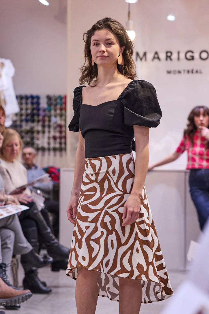 MARIGOLD - Jupe Salomé -vagues marrons