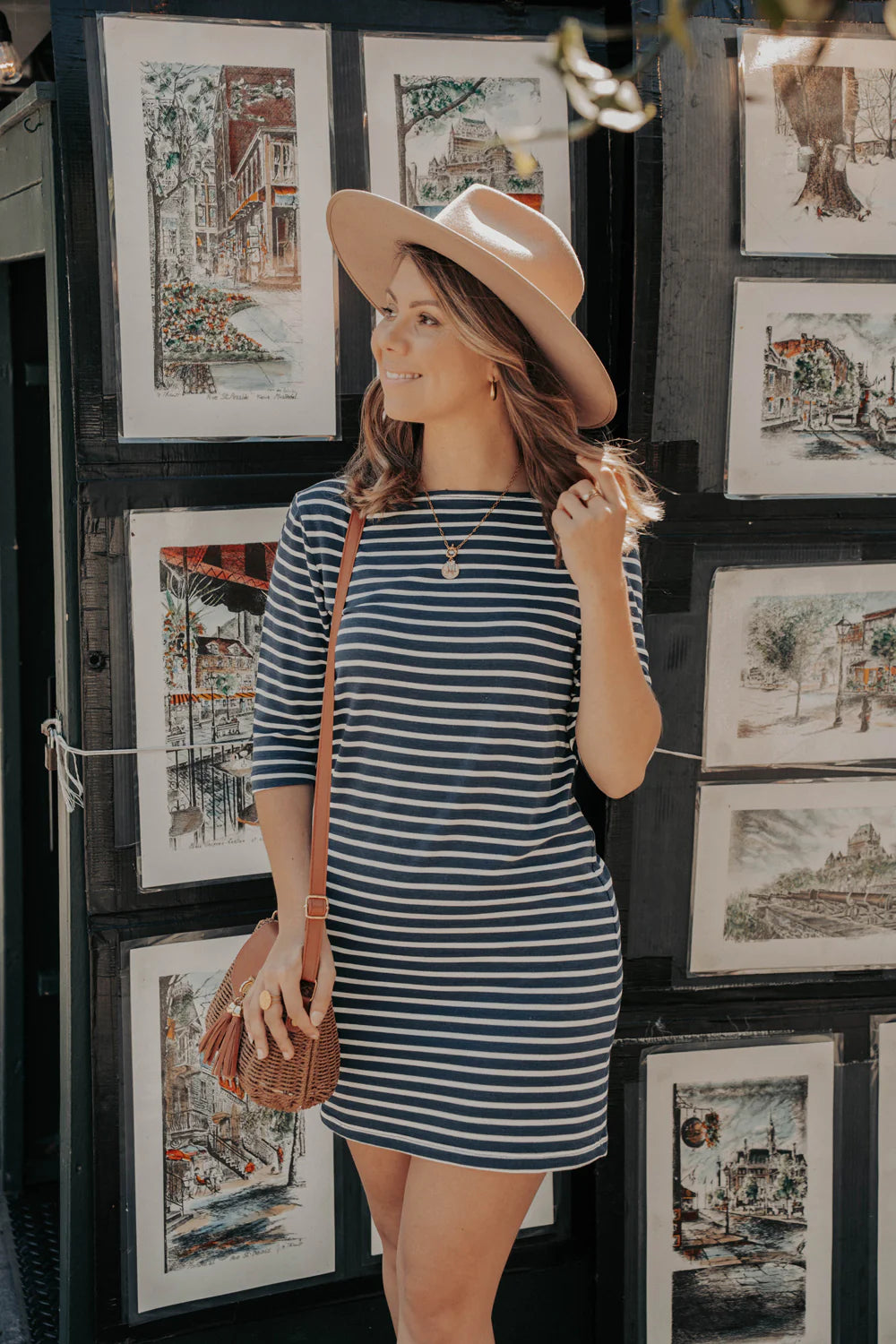 MEEMOZA - Marine dress - Navy & white stripes