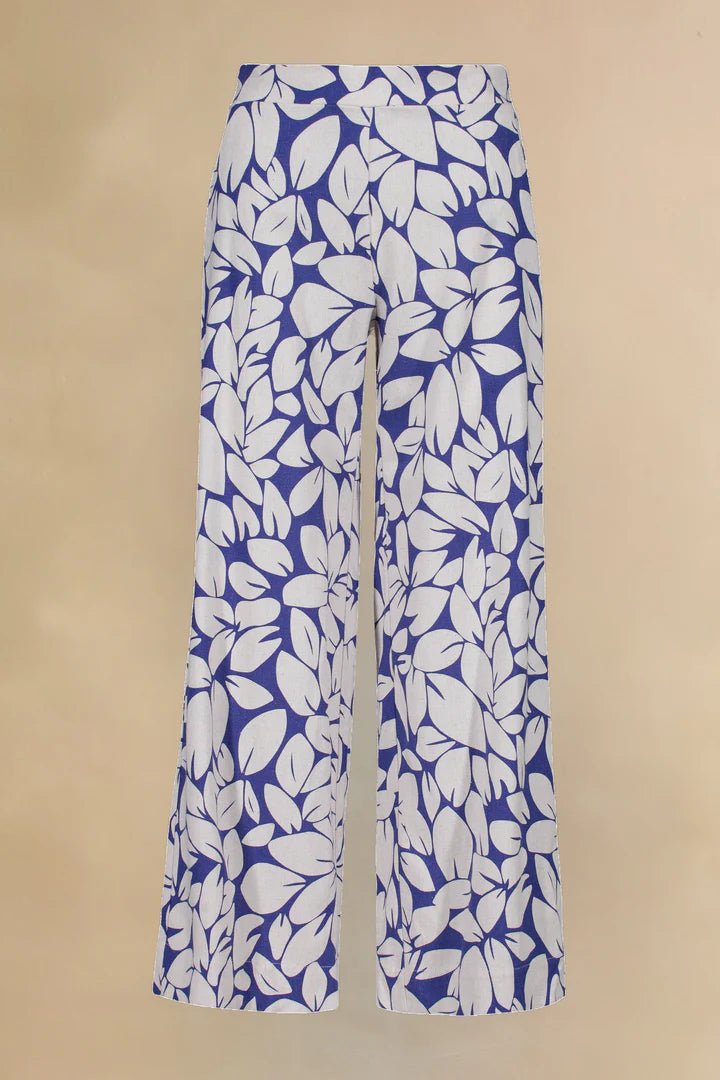 MARIGOLD - Pantalon Dona - fleurs bleues