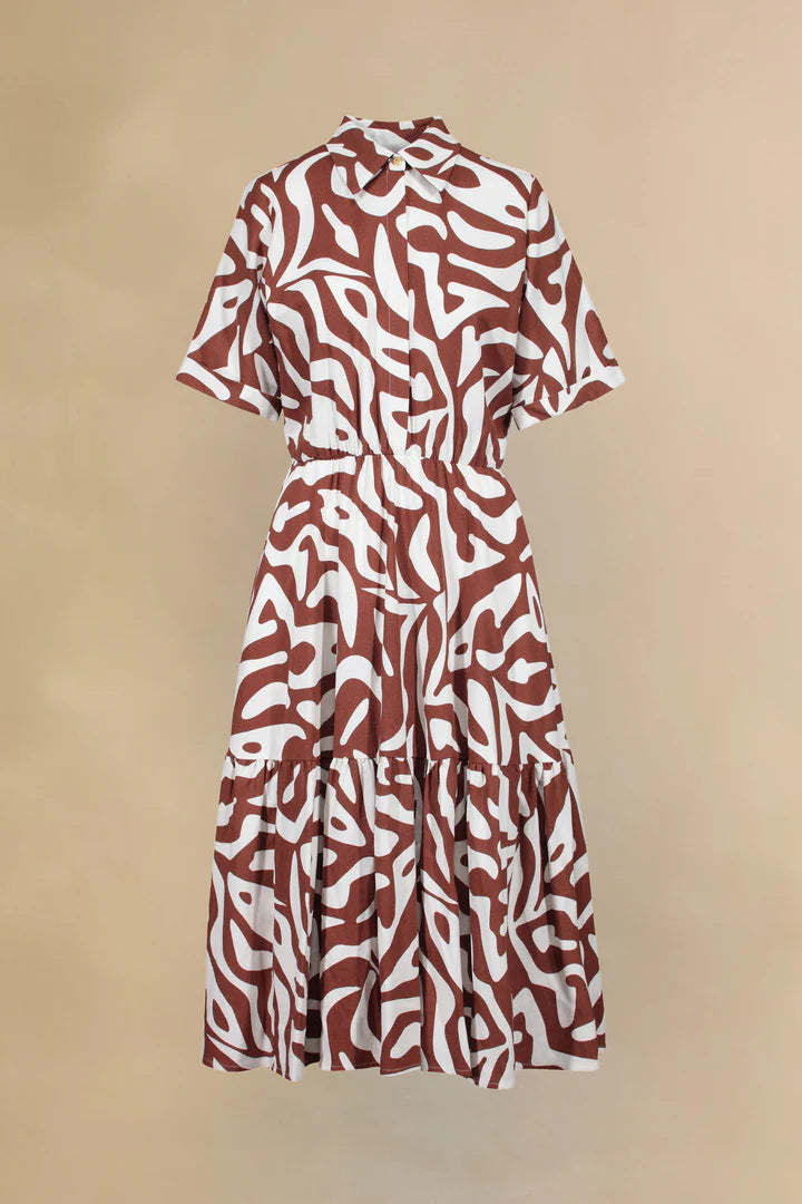 MARIGOLD - SISSI Dress - Wavy brown print