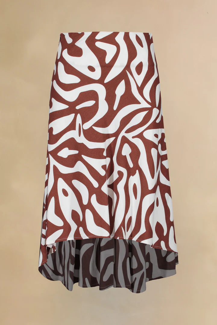MARIGOLD - Jupe Salomé -vagues marrons