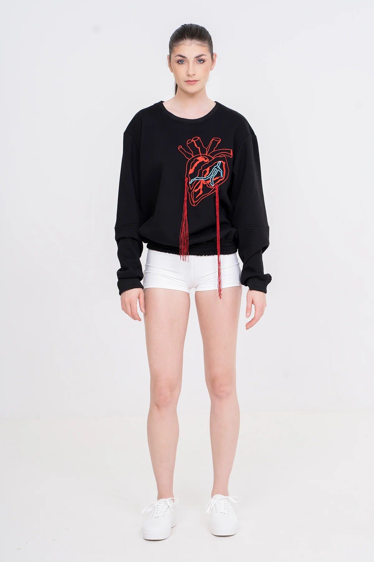 Oversized Heart embroidered Crewneck - Oscar Mendoza