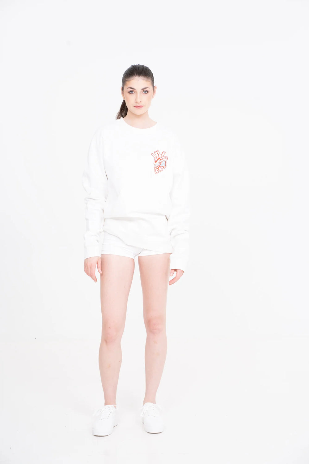 Oversized Heart embroidered Crewneck - Oscar Mendoza