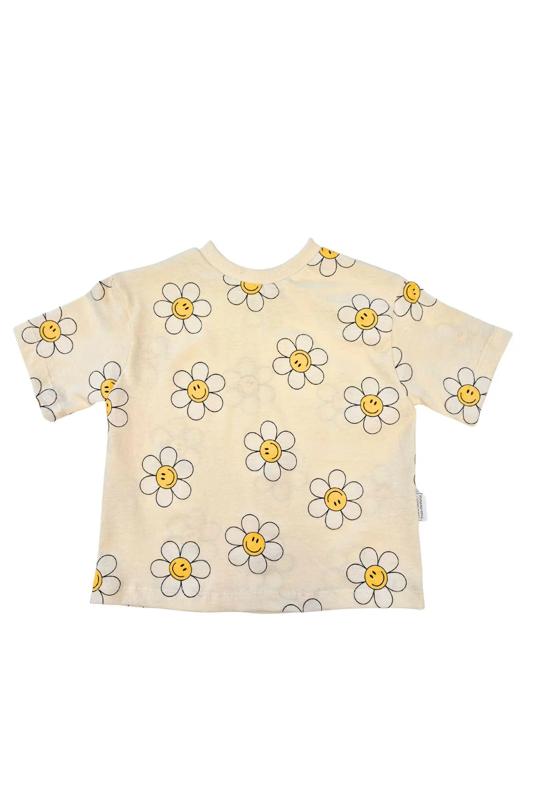 Oversized Cotton T-Shirt | Flowers & Smiley Faces