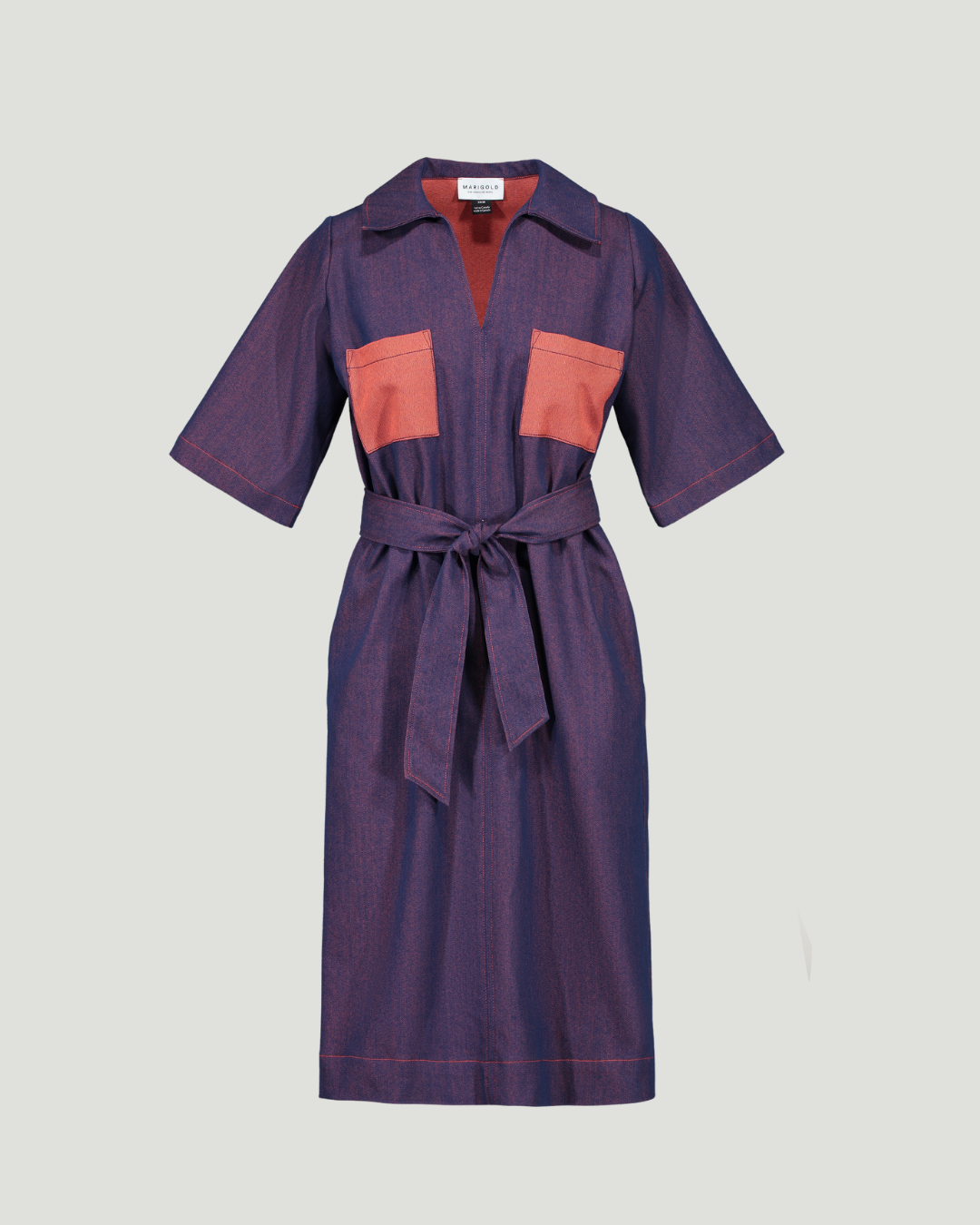MARIGOLD - BLAKE denim dress with belt -blue-rust