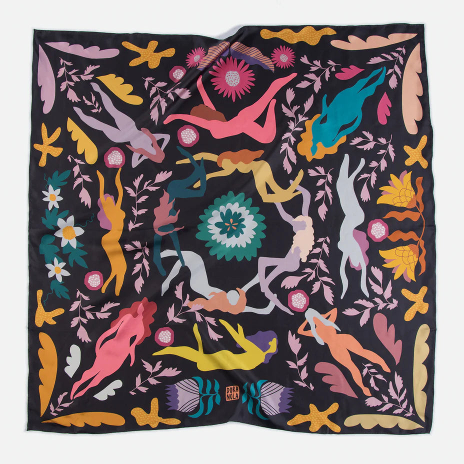 DORA NOLA - Silk scarf - Chasing stories - 36" x 36"