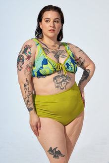 GIA - Bikini Top in Green marble swirls print