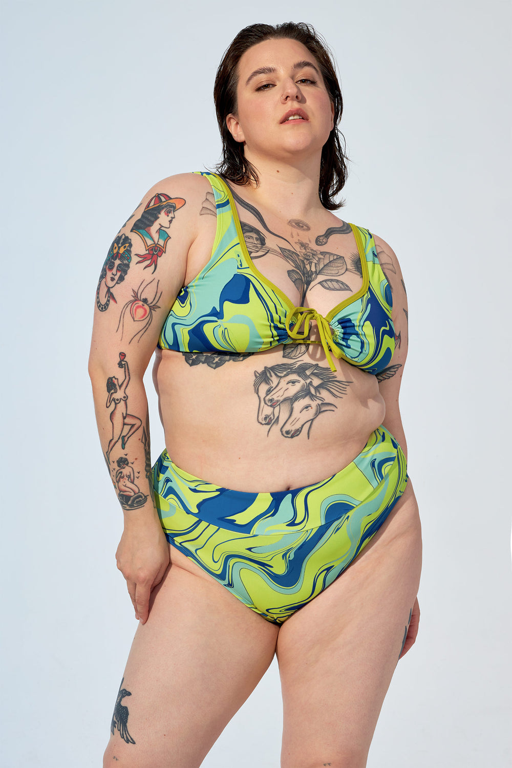 Brazilian high waist bikini bottom - Reversible swimsuits with invisible  seams, by Deminue Saint-Tropez