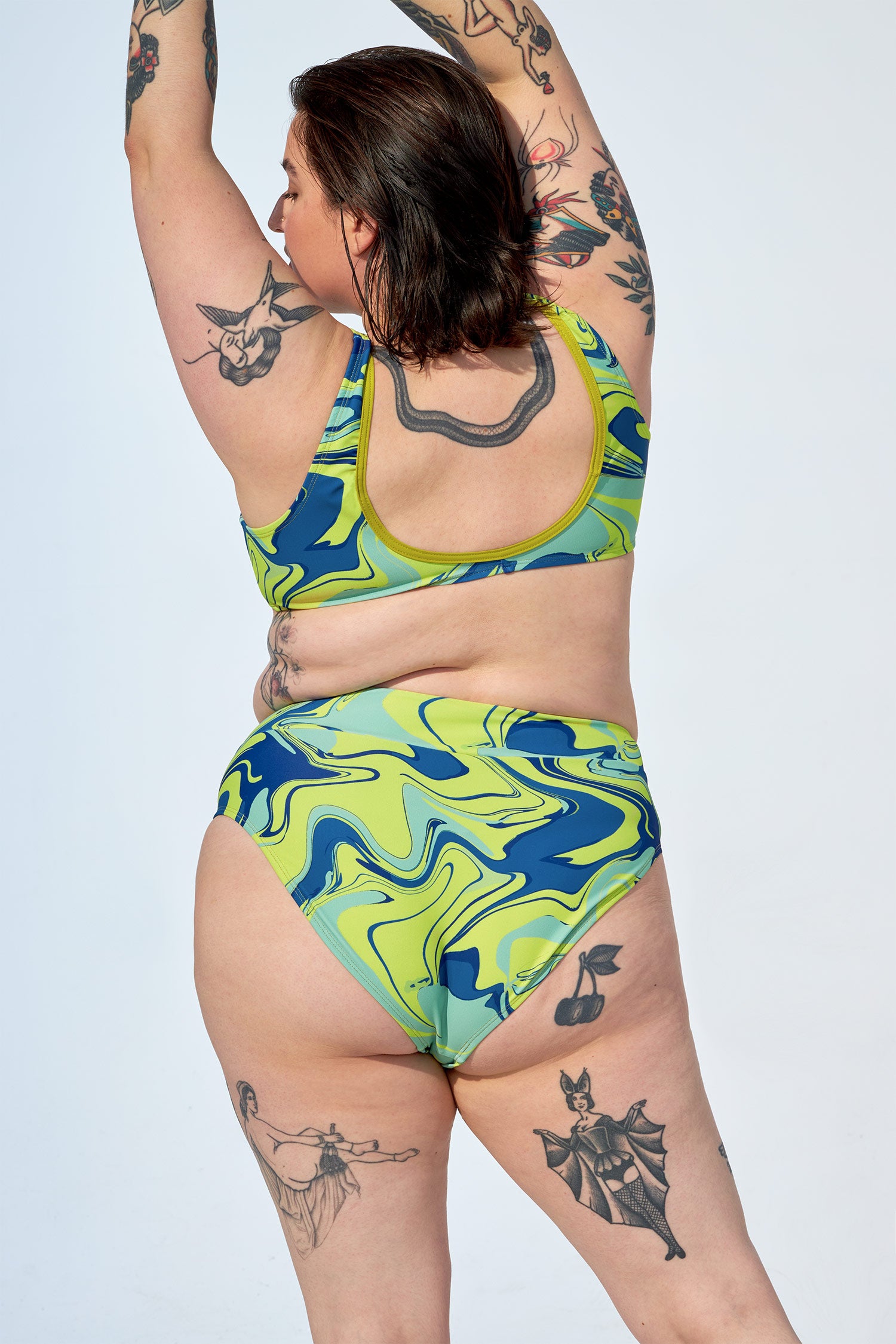 Marble high sales waisted bikini