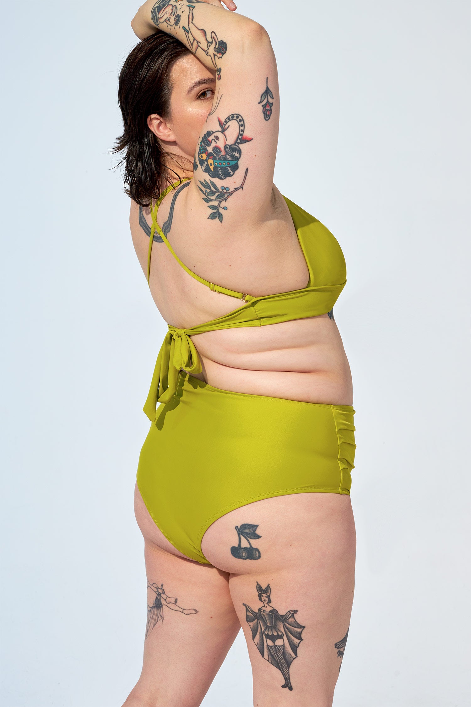 FRANCESCA High waist bikini bottom in Lime green Selfish swimwear