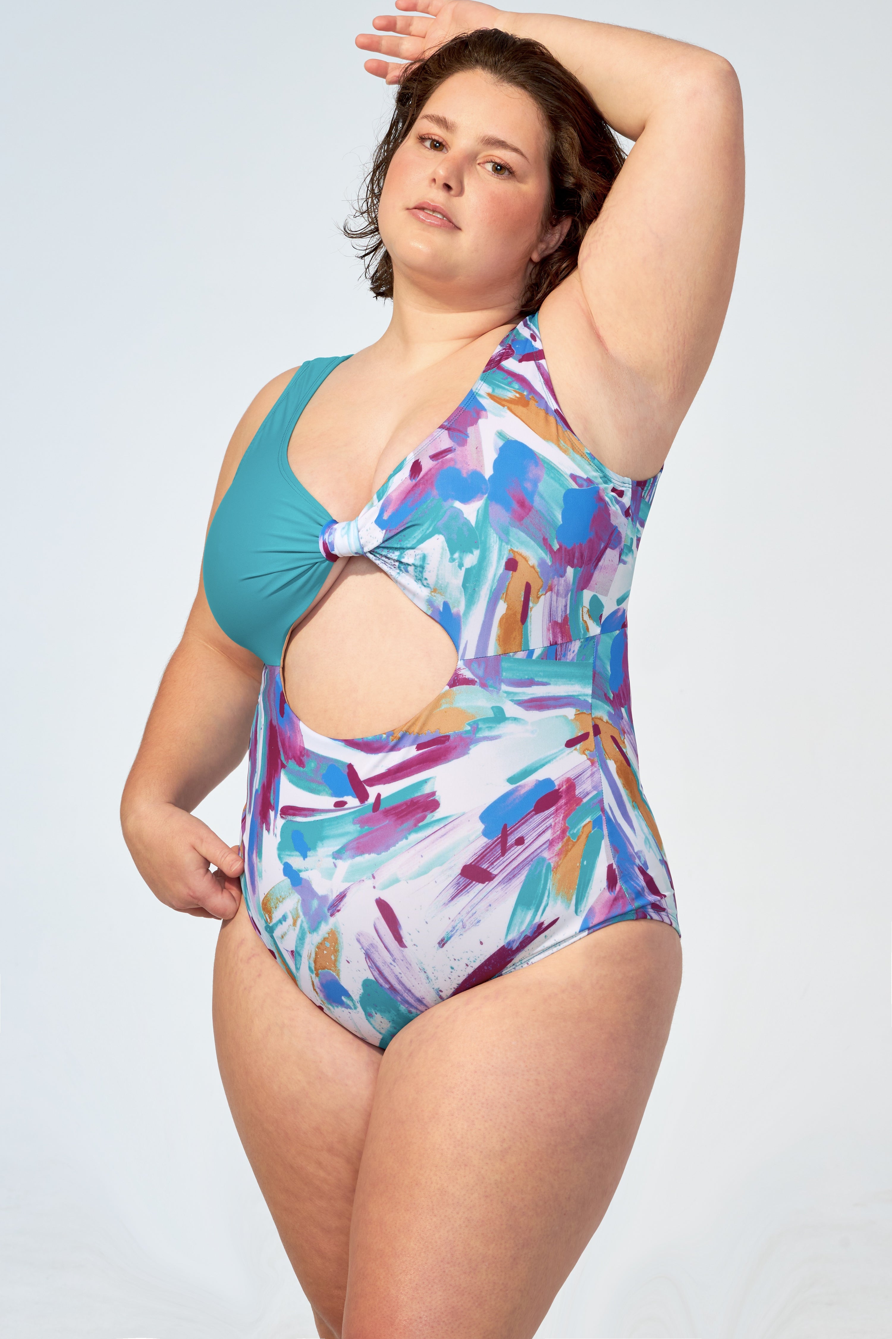 Everyday Sunday Women's Wrap Floral All Over Print Cut Out Plus Size One  Piece Swimsuit/Bathing Suit