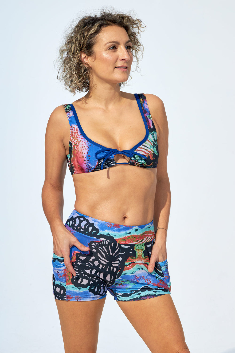 GENEVIEVE - Bikini top in Sandy breeze print and Caffè latte. – Selfish  swimwear