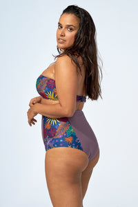 FLORENCE – High waist bikini bottom in Soft purple & Flower print - Selfish swimwear Bottom