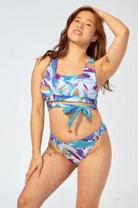 ANA – Mid-high waist bikini bottom in Brush stroke - Selfish swimwear Bottom