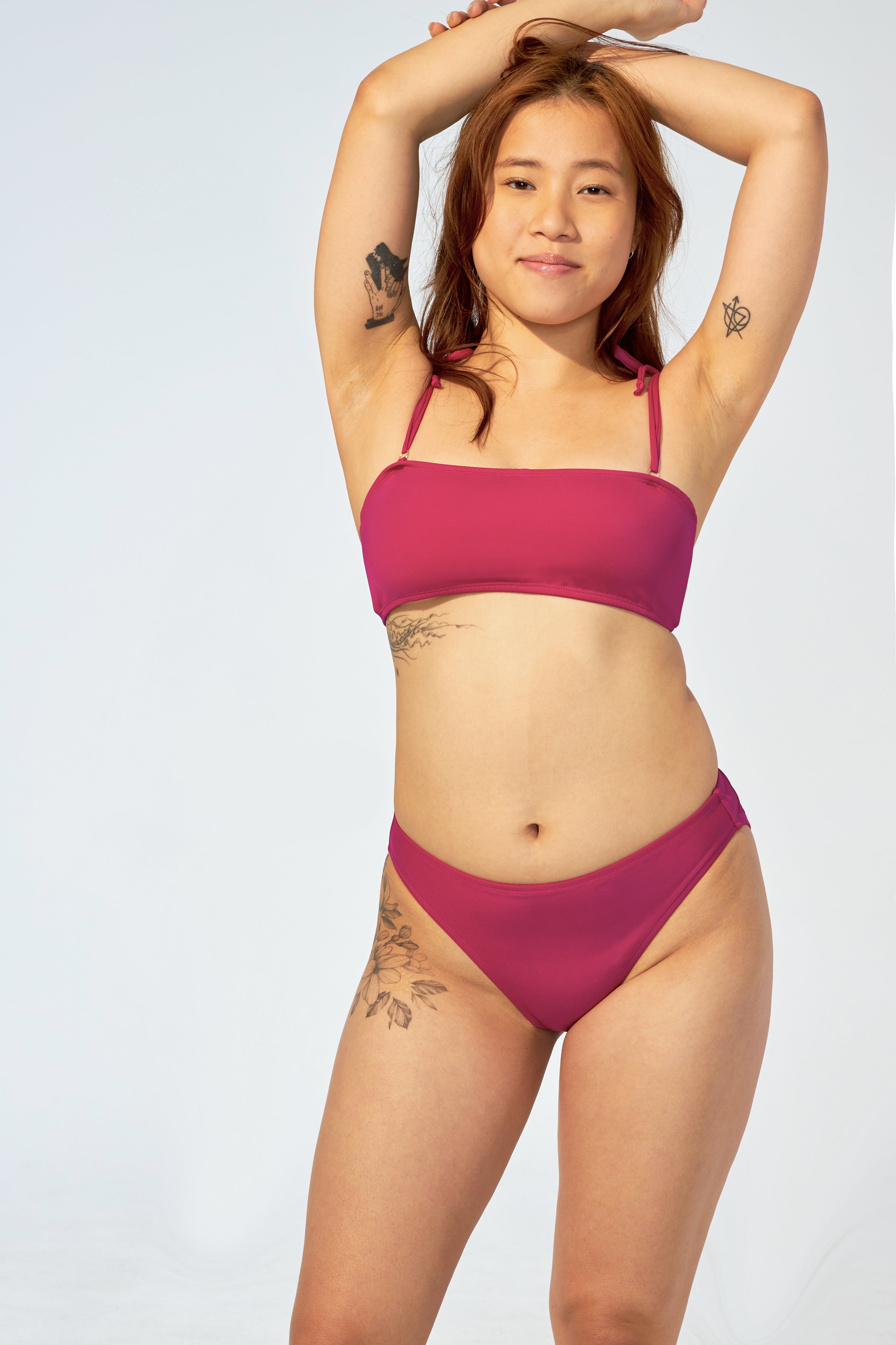 ANA, Mid-high waist bikini bottom in electric pink