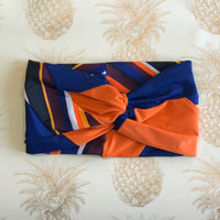 Twisted headband - color block Orange/Night blue /Stripes - Selfish swimwear Headband