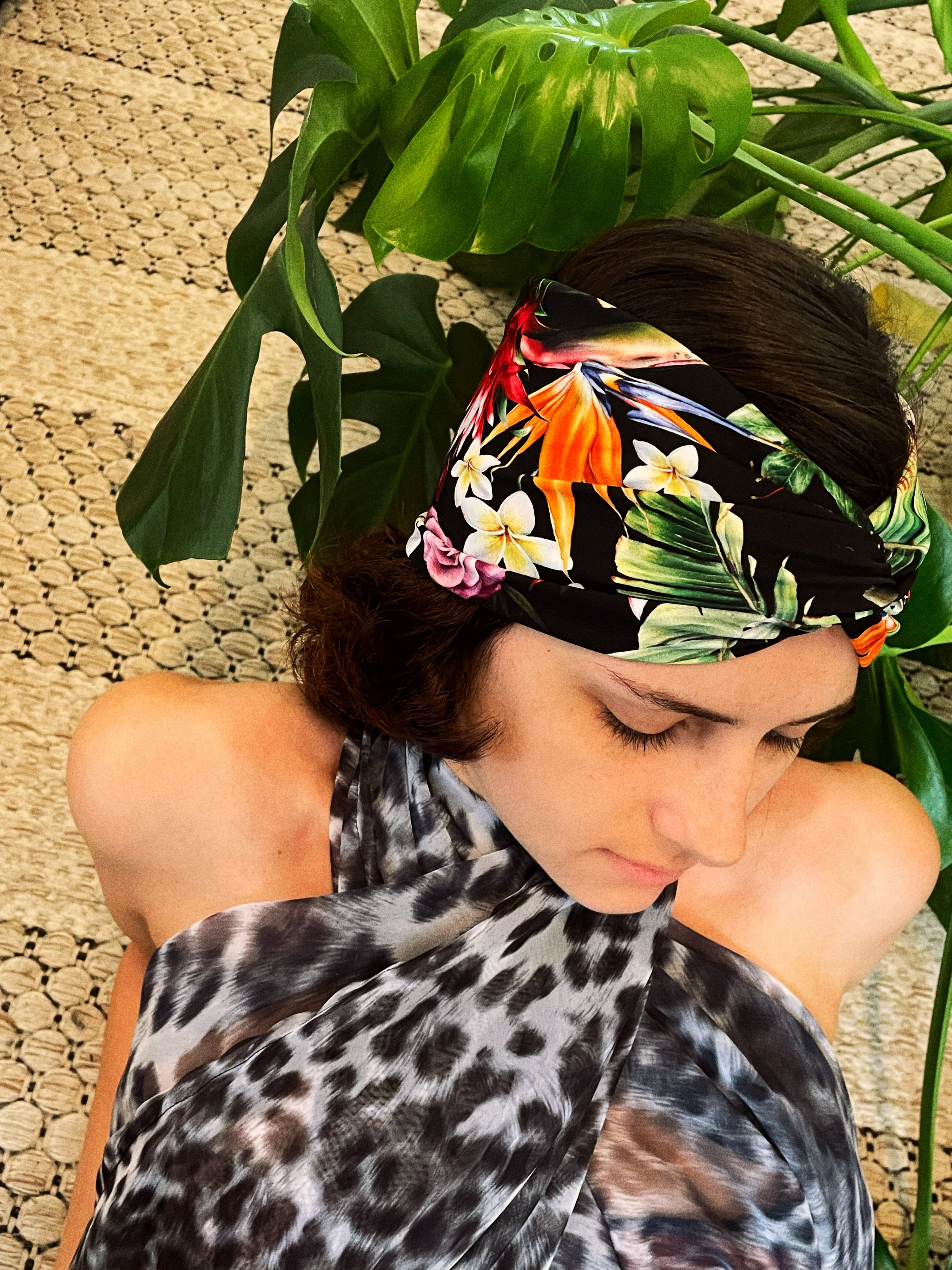 Twisted headband - Flower print - Selfish swimwear Headband