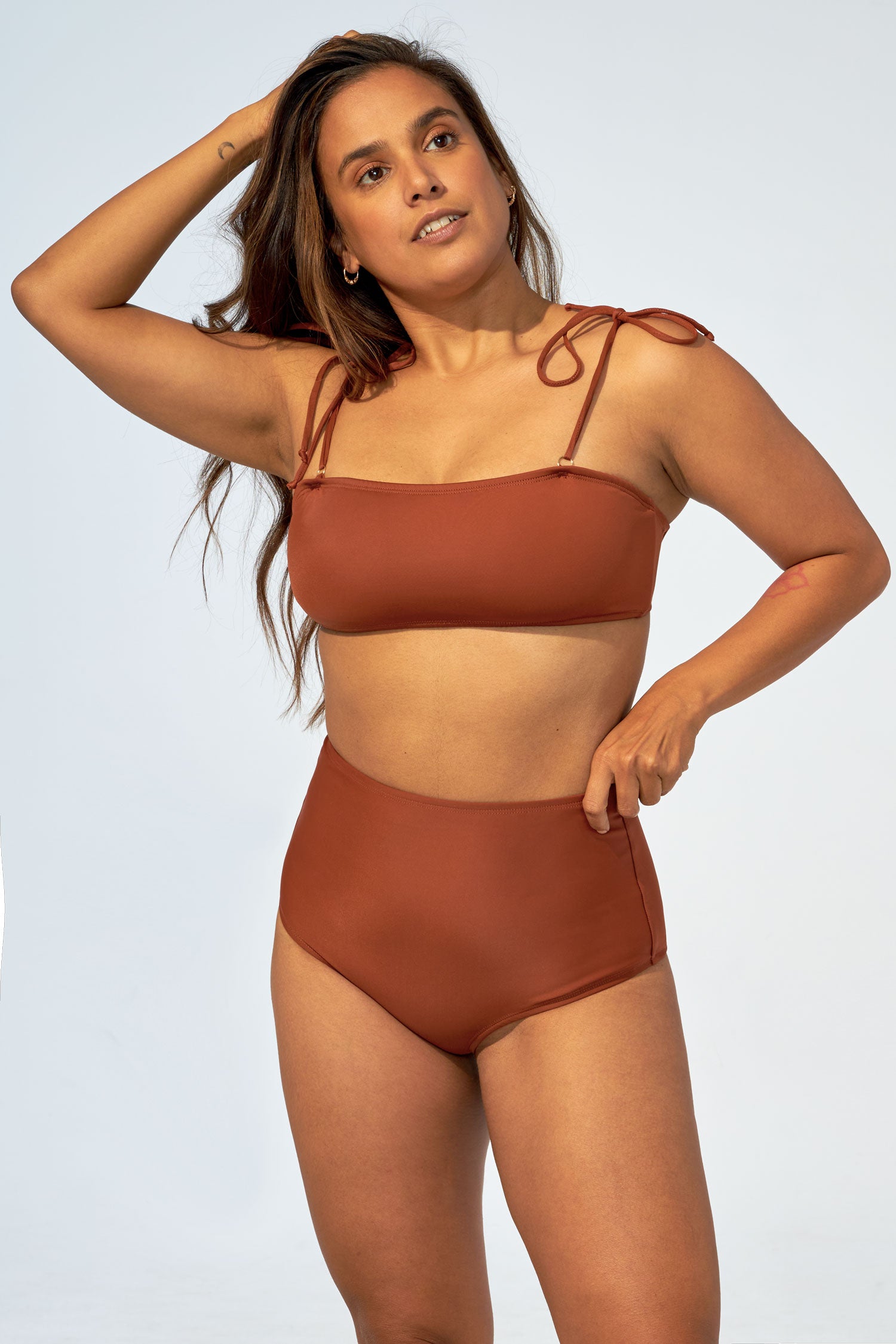 MANILLA - Strapless bikini top in Chocolate brown - Selfish swimwear Top