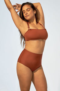 FLORENCE – High waist bikini bottom in Chocolate brown - Selfish swimwear Bottom