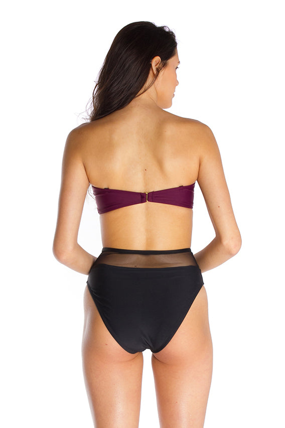 ANALIE – Bikini bottom in Black and mesh - Selfish swimwear Bottom
